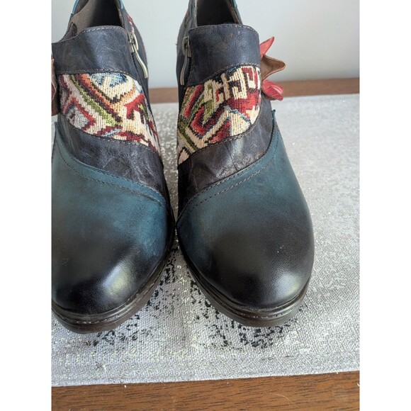 CrazycatZ Shoes Booties Women 42 Colorful Boho Hippie Festival Painted Leather - Picture 5 of 12